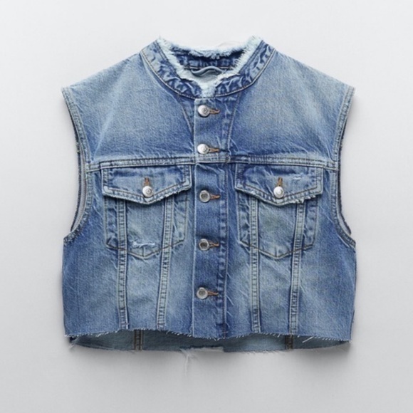𝗡𝗪𝗧 𝗭𝗮𝗿𝗮 • The Cropped Denim Vest - Picture 6 of 14